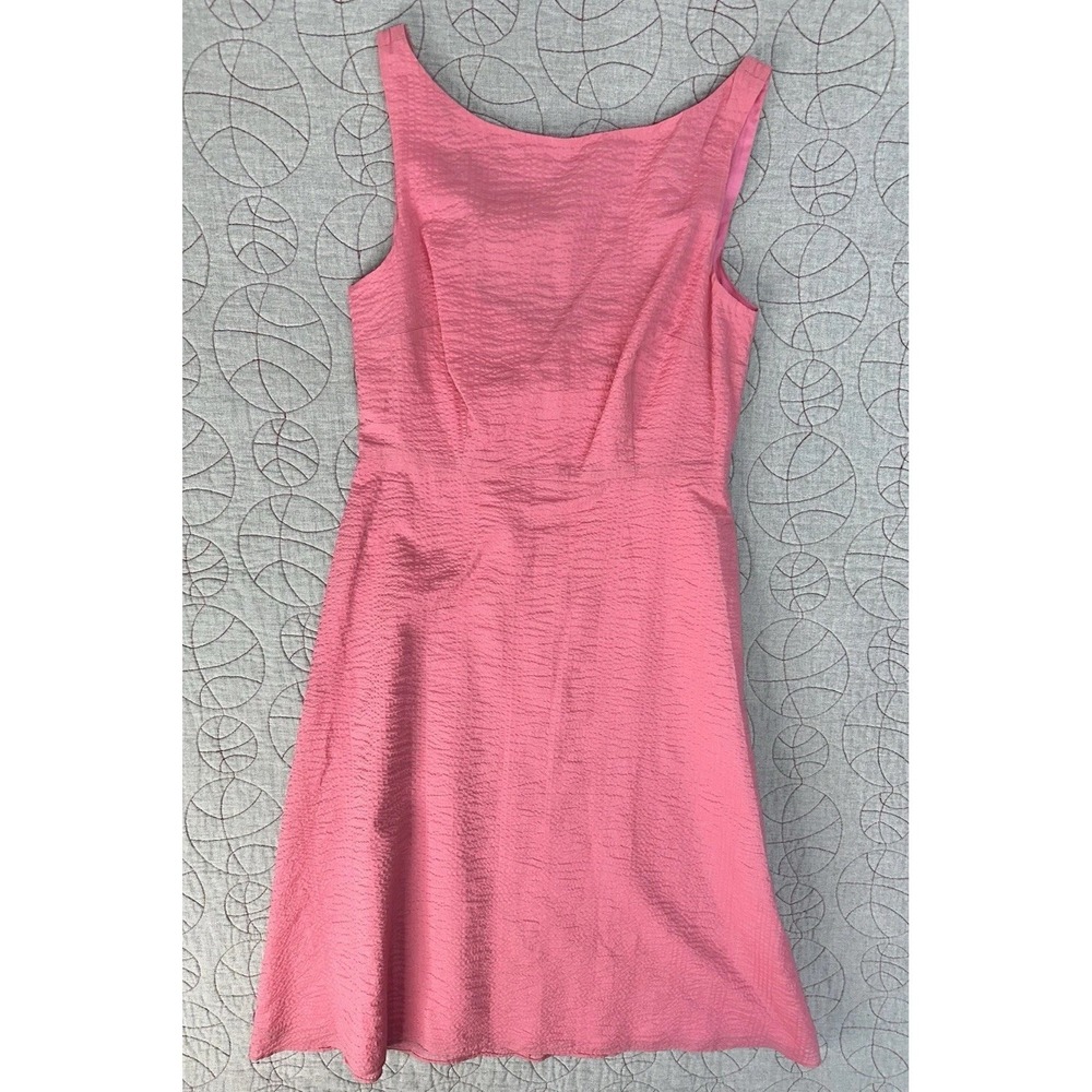 J.Crew Midi‎ Sundress Pink Cotton Seersucker Plunge Back / Womens 4